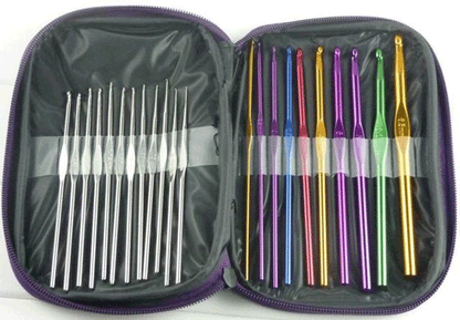 Aluminum Crochet Hooks Needles Knit 22pcs