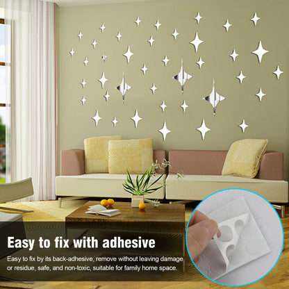 Removable 3D Mirror Star Wall Sticker