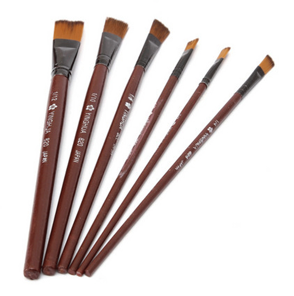 Nylon Paint Brushes Set For Artist 6pcs