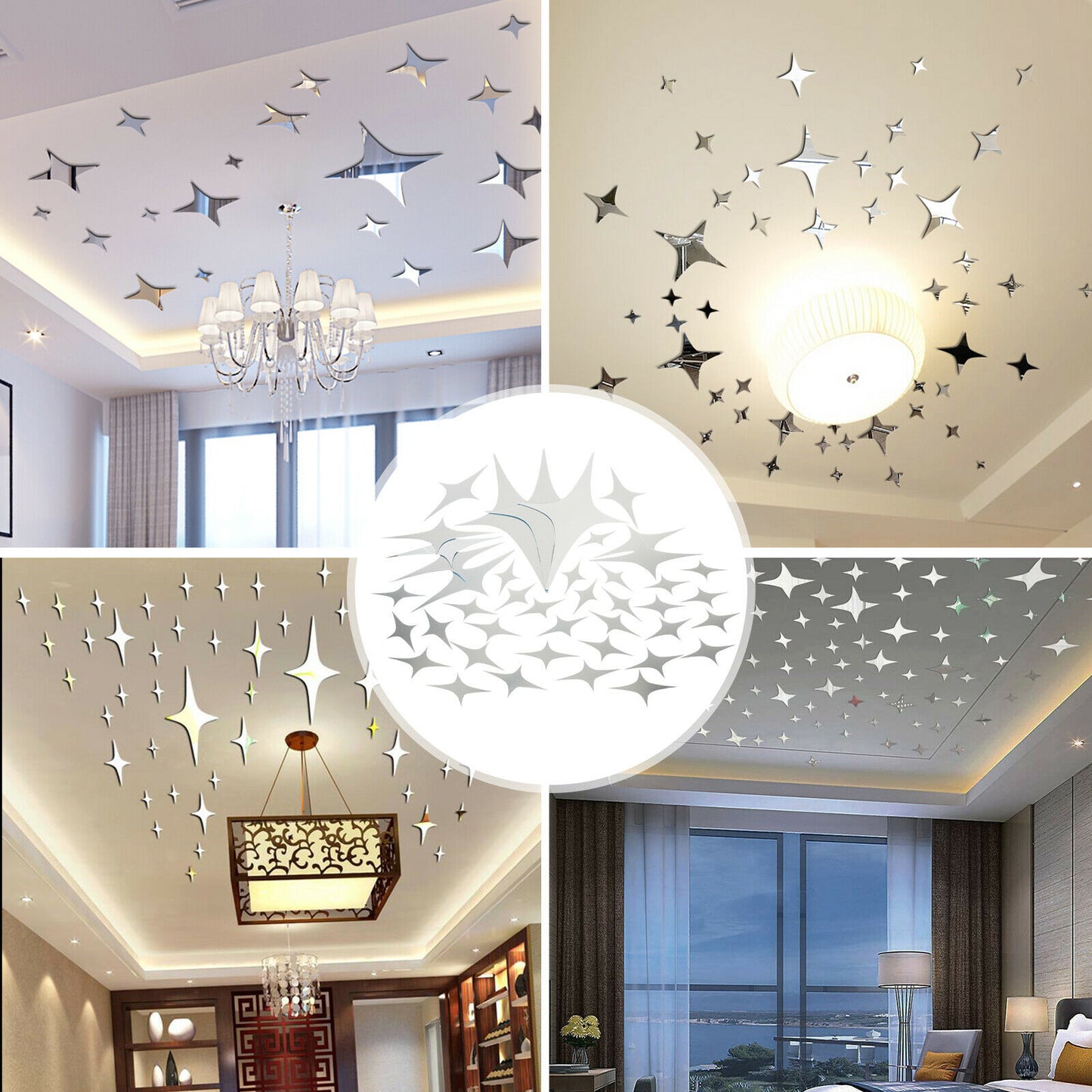 Removable 3D Mirror Star Wall Sticker