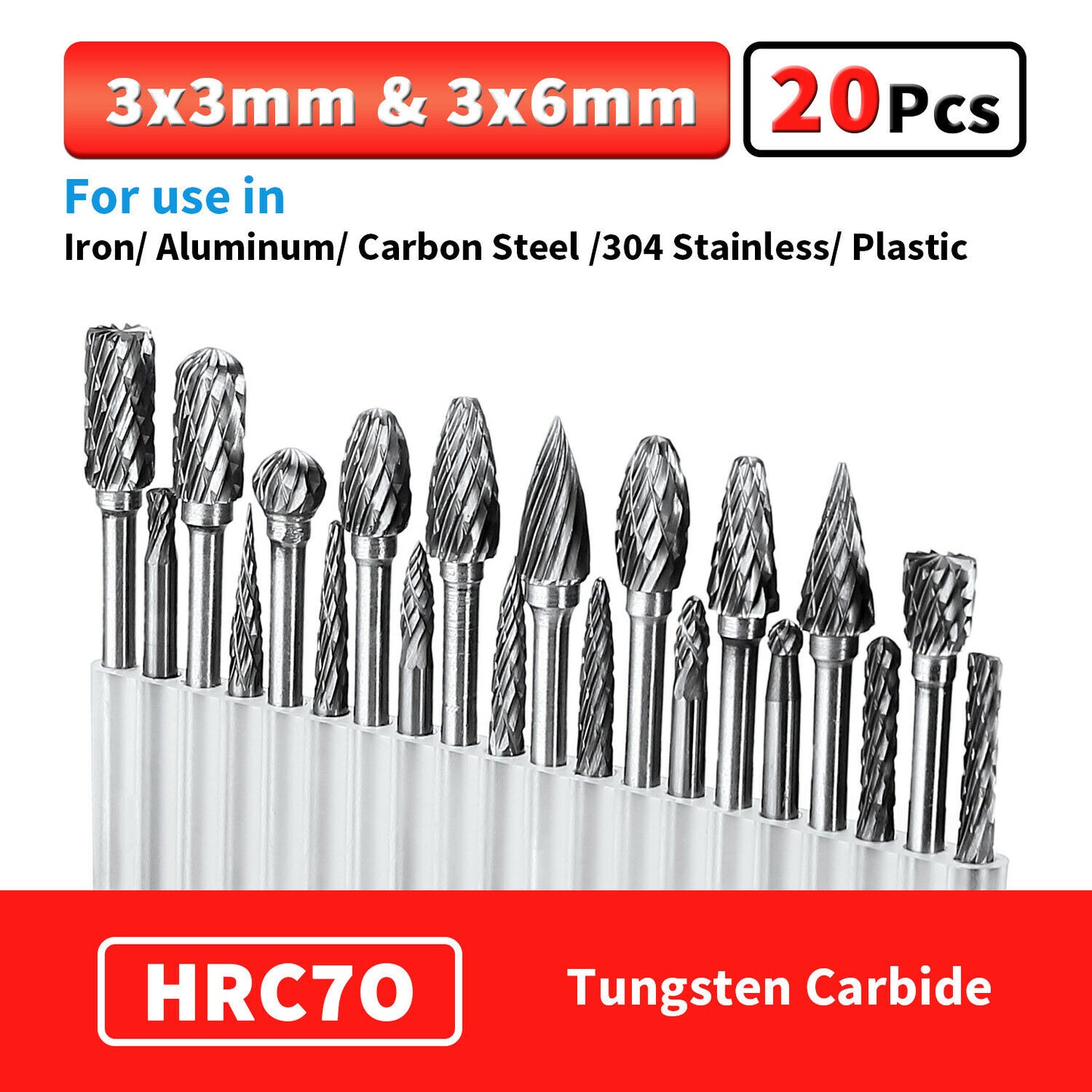 20pcs Tungsten Steel Carbide Burr Grinder