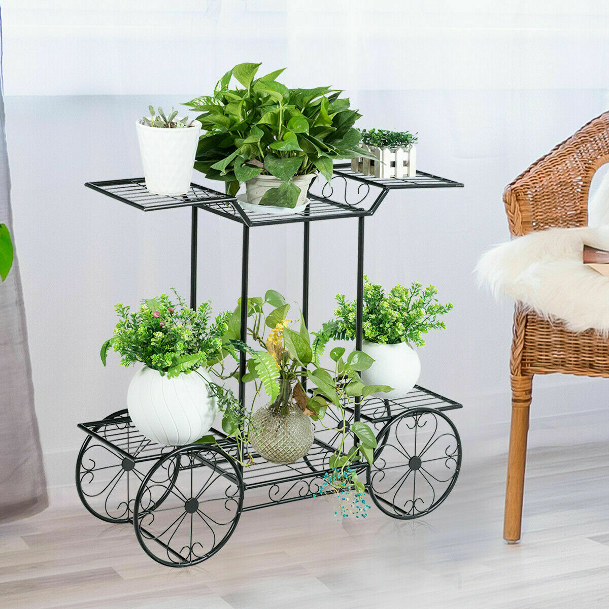 Garden Cart Stand Flower Rack Display