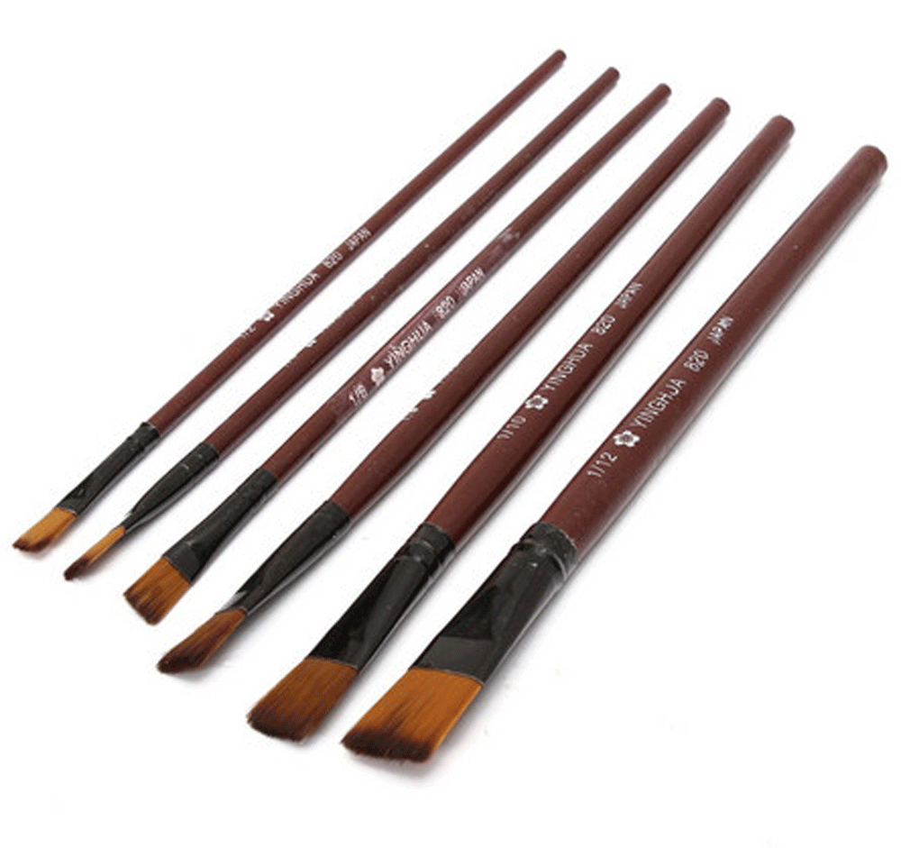 Nylon Paint Brushes Set For Artist 6pcs