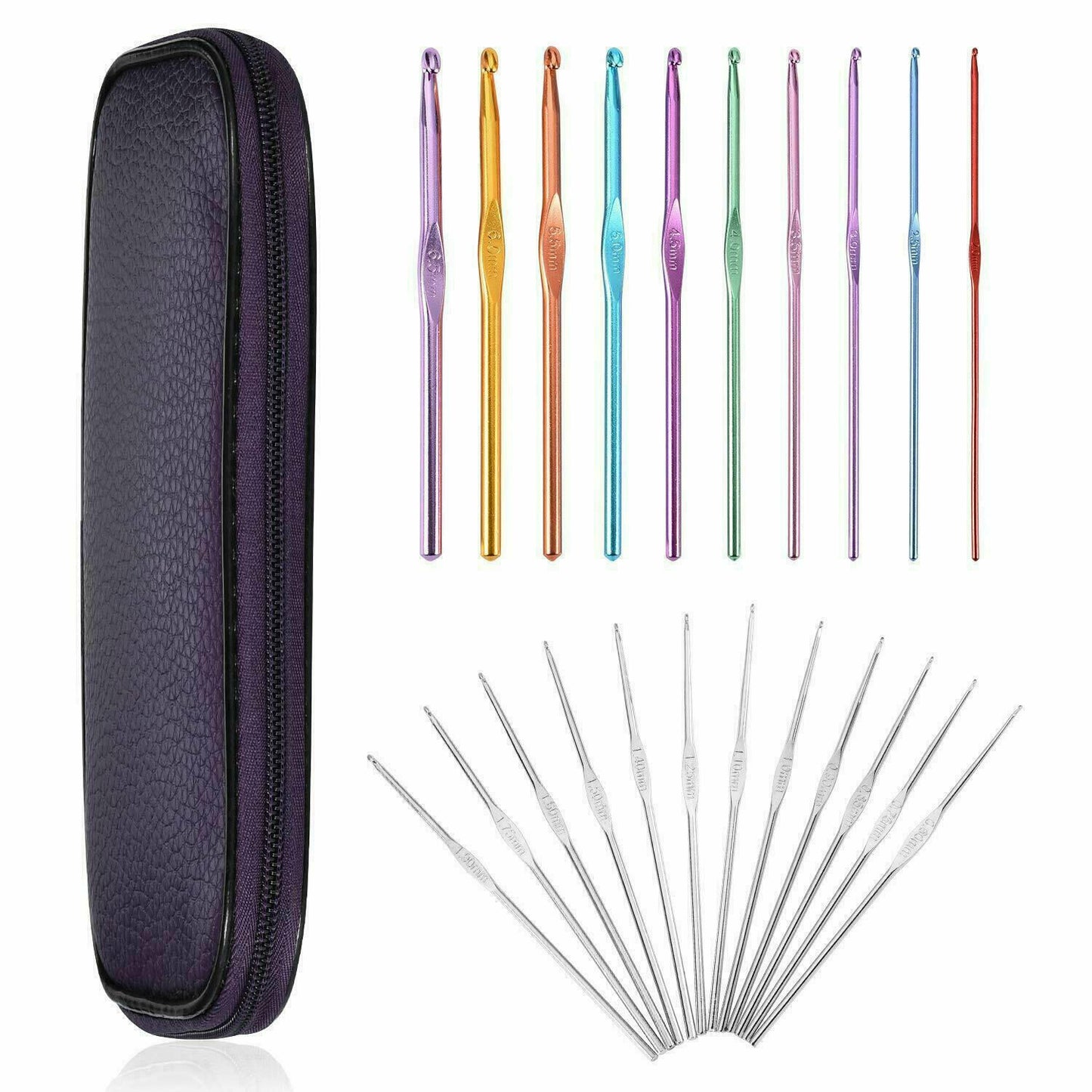 Aluminum Crochet Hooks Needles Knit 22pcs