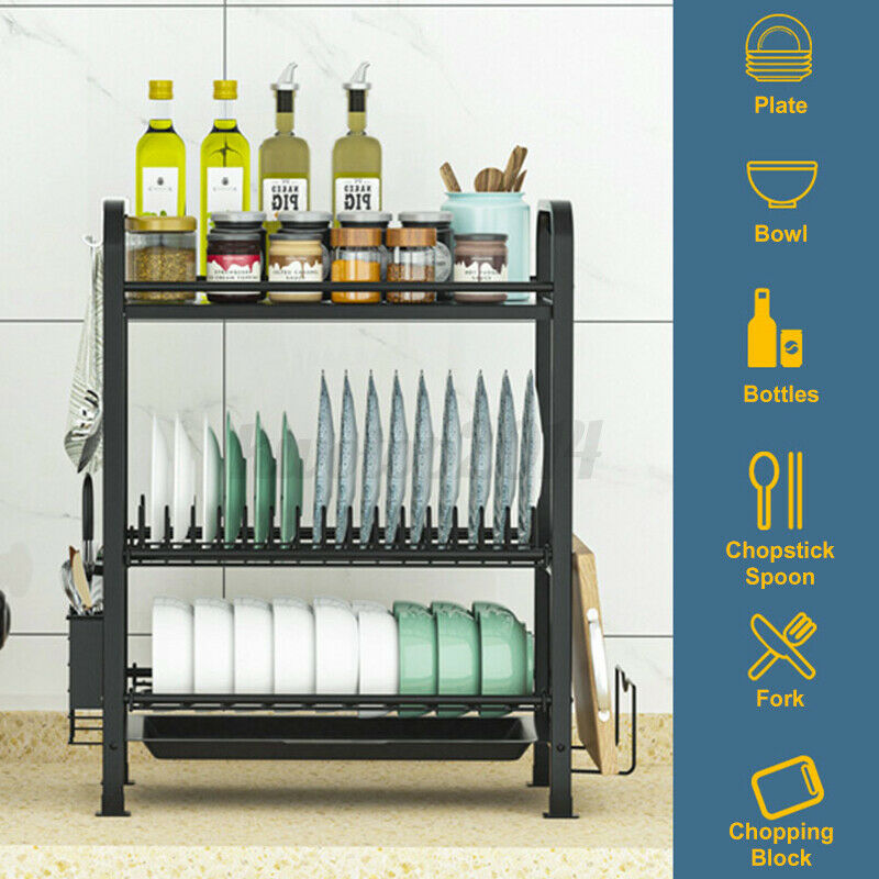 Stainless Steel Rack Storage Drainer Holder Shelf (3 Tier)