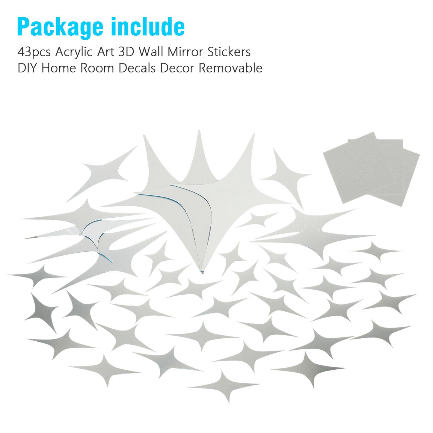 Removable 3D Mirror Star Wall Sticker