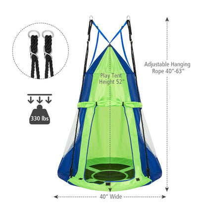 Kids Hanging Chair Swing Tent  Seat Green-40"