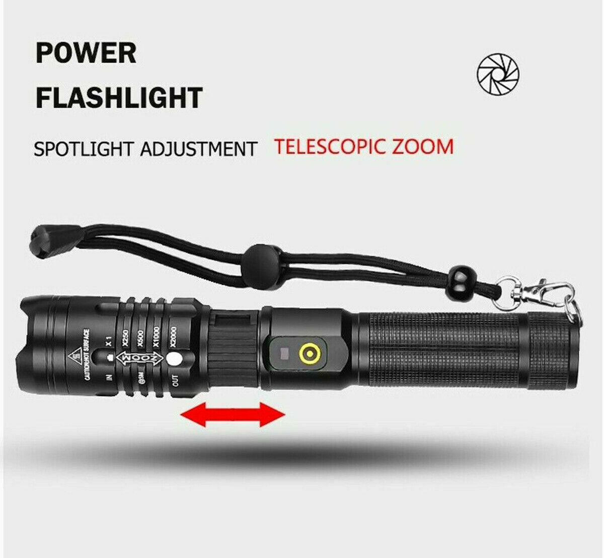 XHP50 Flashlight Zoomable 990000Lumens Rechargeable