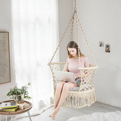 Hanging Hammock Chair Macrame Swing Hand Woven