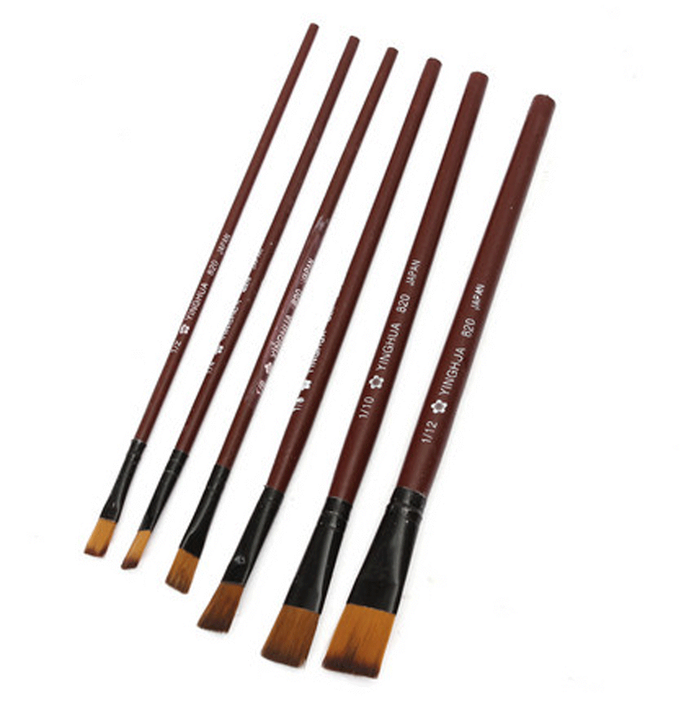 Nylon Paint Brushes Set For Artist 6pcs