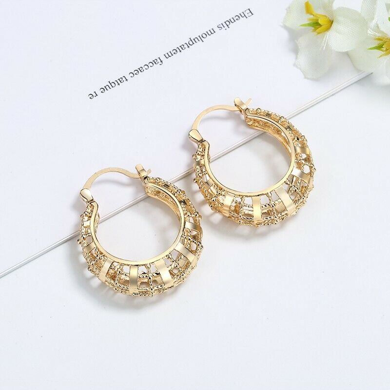 18k Layered Real Gold  Hoop Earrings