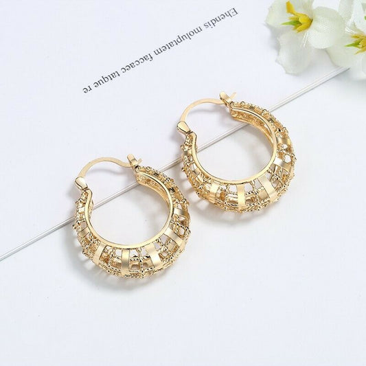 18k Layered Real Gold  Hoop Earrings