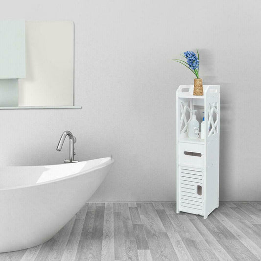 Toilet Bath Organizer Drawer Shelf White Wood