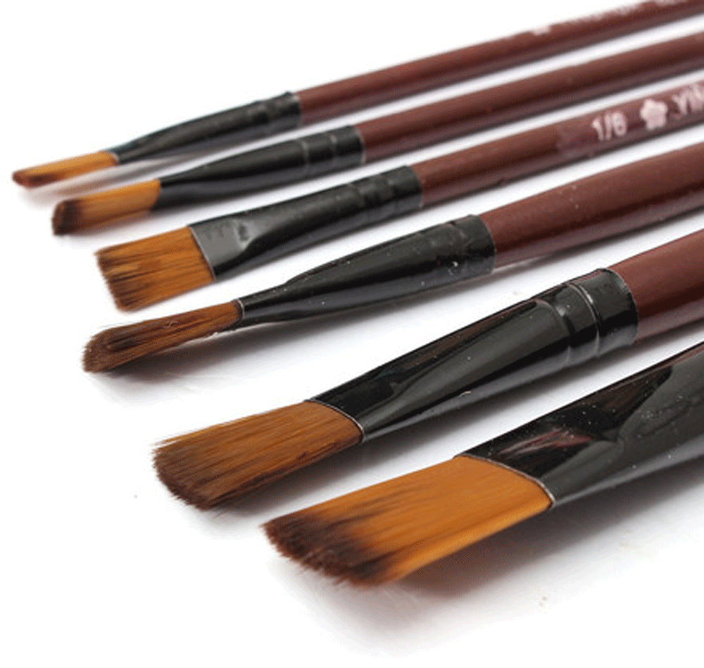 Nylon Paint Brushes Set For Artist 6pcs