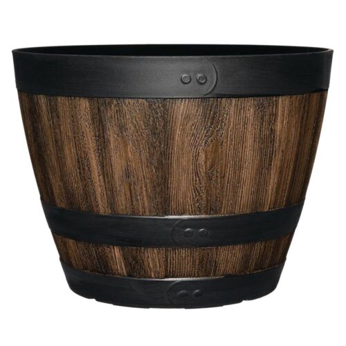 Resin Walnut Barrel Planter Indoor Outdoor Large Flower Plant Pot Garden SIZES