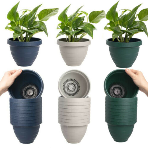 Self Watering 6” Planters Indoor Or Outdoor Flower Pots Plastic Urn Planter