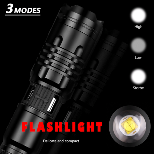 XHP50 Flashlight Zoomable 990000Lumens Rechargeable