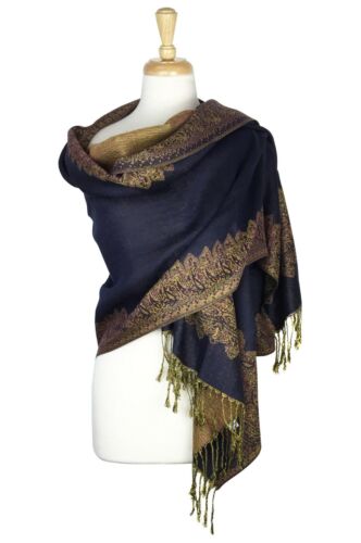 New Reversible Border Paisley Pashmina Scarf Shawl