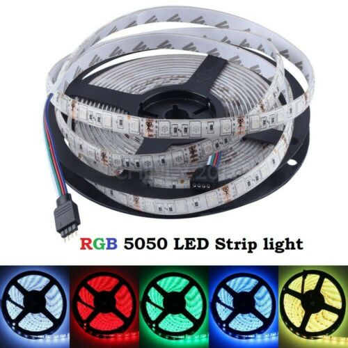 LED Flexible Strip light Bright 12V 5M 16.4ft 5050 RGB Waterproof SMD 300