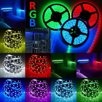 LED Flexible Strip light Bright 12V 5M 16.4ft 5050 RGB Waterproof SMD 300