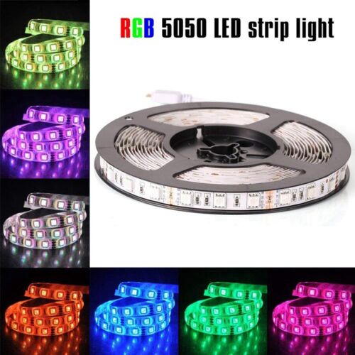 LED Flexible Strip light Bright 12V 5M 16.4ft 5050 RGB Waterproof SMD 300