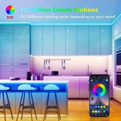 LED Strip Lights 100ft 50ft Music Sync Bluetooth 5050 RGB Room Light with Remote