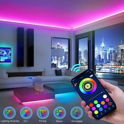 LED Strip Lights 100ft 50ft Music Sync Bluetooth 5050 RGB Room Light with Remote