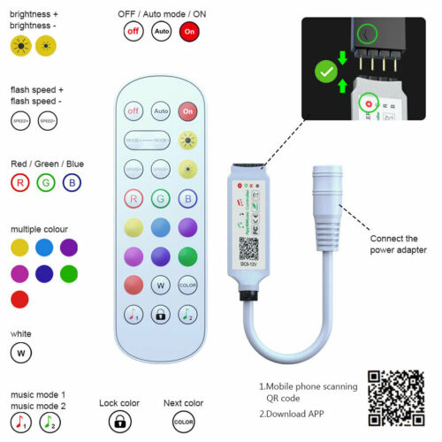 LED Strip Lights 100ft 50ft Music Sync Bluetooth 5050 RGB Room Light with Remote