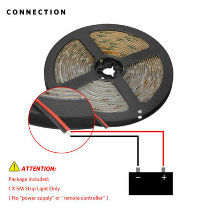 LED Strip Light 300 LEDs Super Bright 5M 3528 7000K Cool White Waterproof IP65