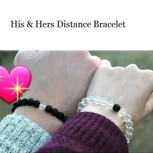 2 Pcs Couple His & Hers Distance Bracelets