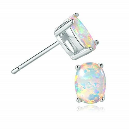 Sterling Silver Fire Opal 925  Earrings